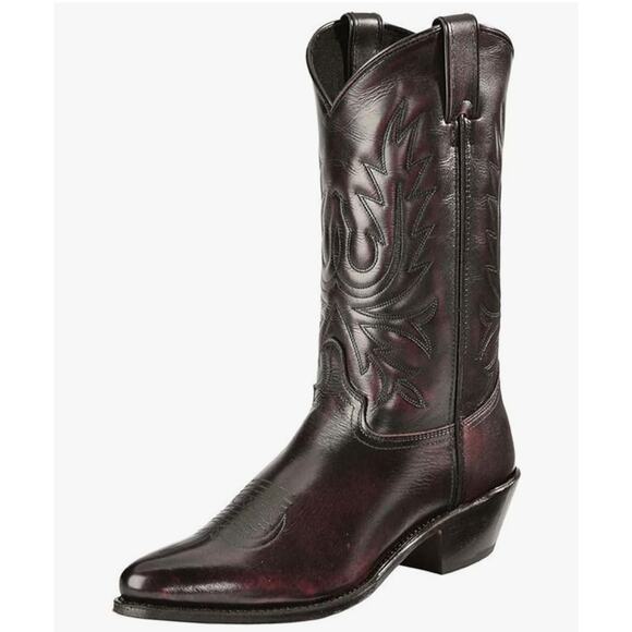 Abilene Men's 10.5 - 6461 12" Western Cowboy Boots Black Cherry Cowhide Polished - Picture 1 of 11